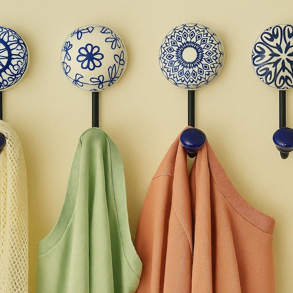 Vintage keramische wandhaak – Boho decoratieve halhanger