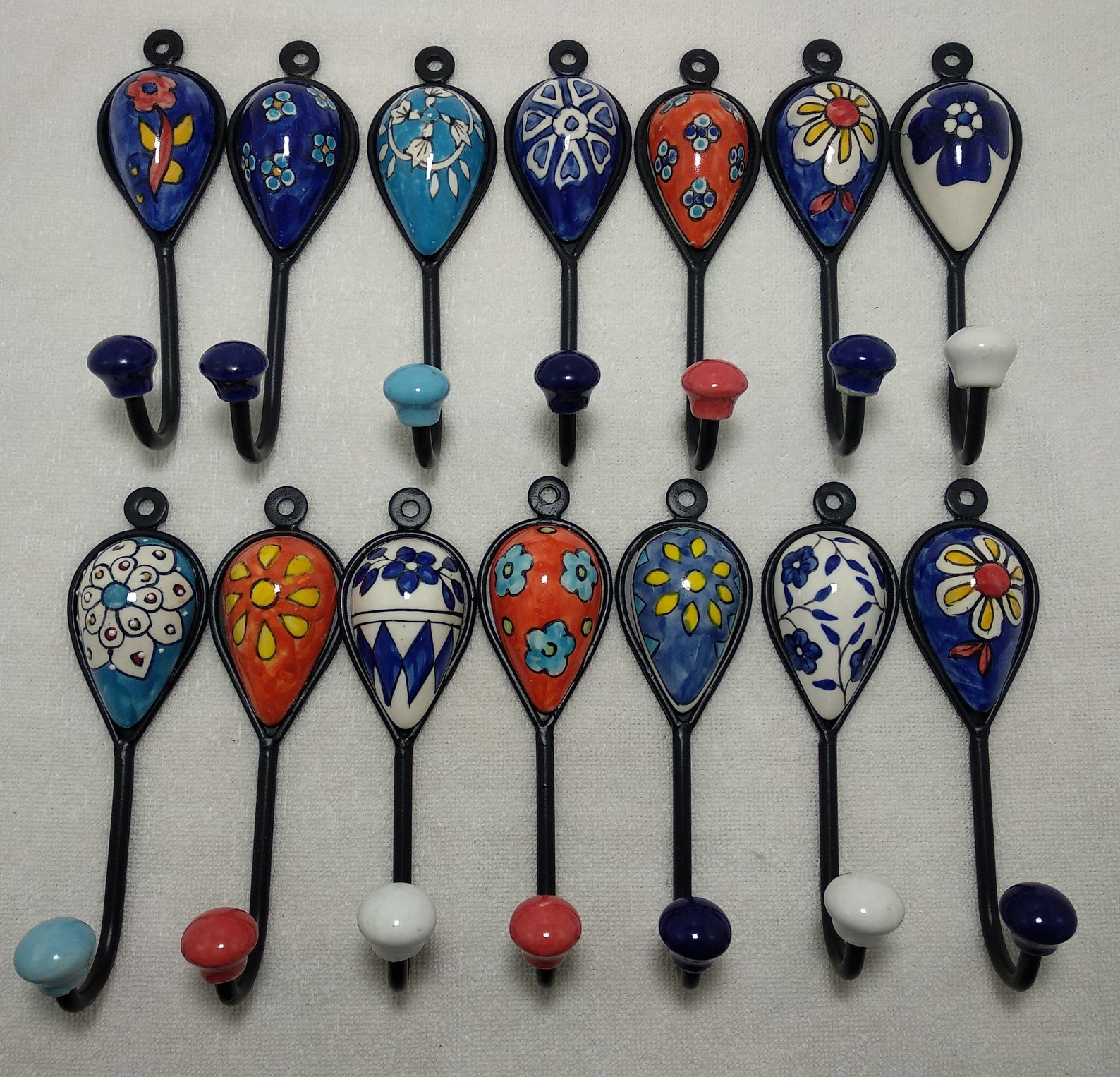 Multicolor Ceramic Hooks Handpainted Hooks Bathroom Hooks Etsy France