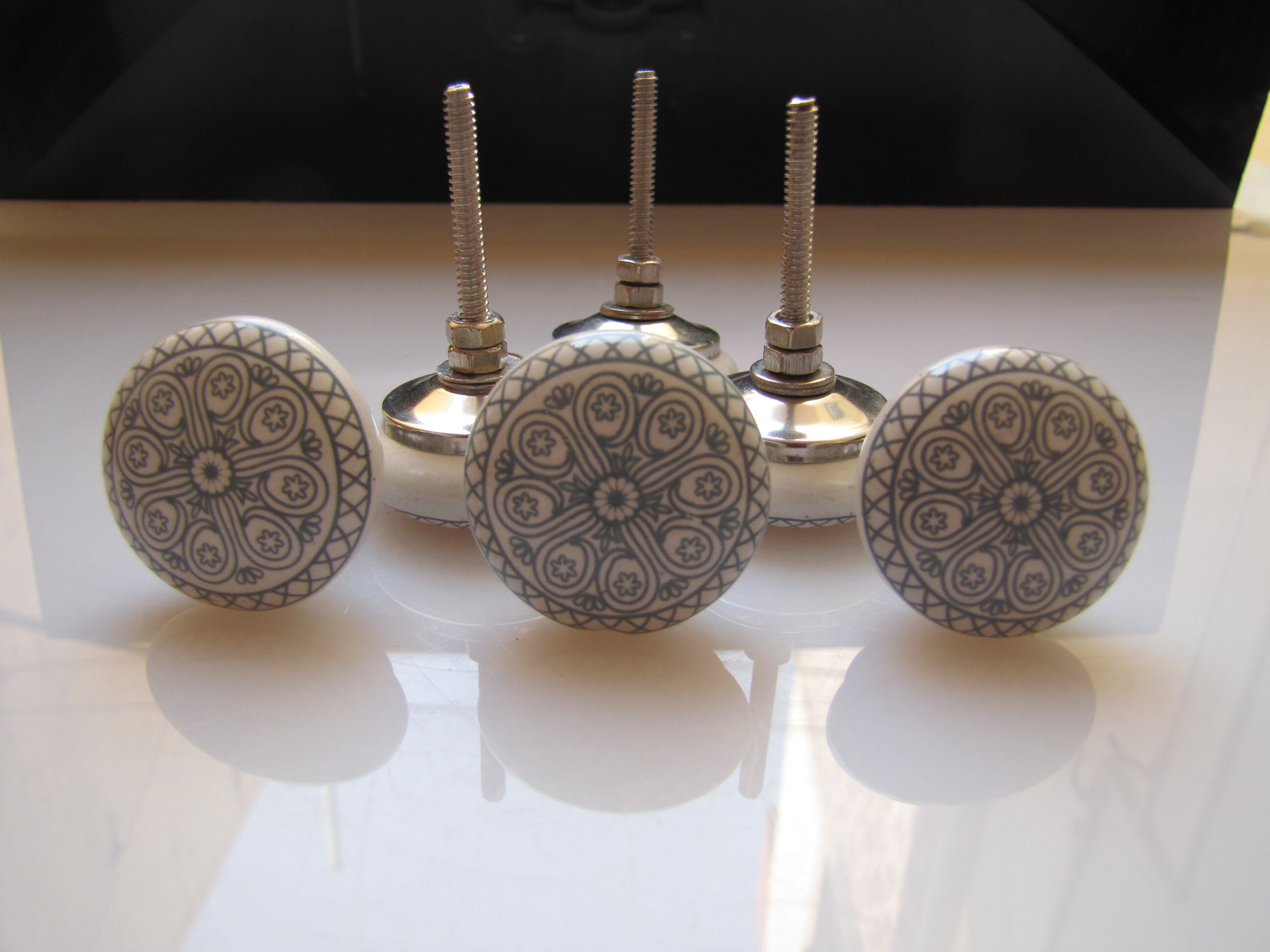 Flat Grey Ceramic Knobs Kitchen Knobs Hardware Knobs Etsy UK