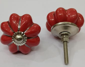 Hand-Painted Ceramic Cabinet Knobs: Vintage Floral Drawer Pulls