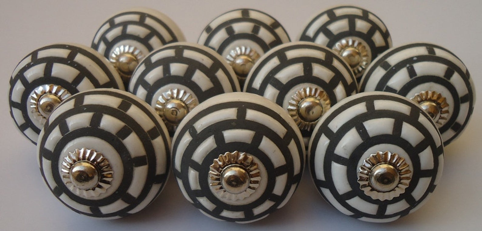 Black and White Ceramic Knobs Kitchen Knobs Hardware Knobs