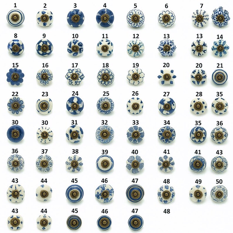 Hand-Painted Ceramic Cabinet Knobs: Vintage Floral Drawer Pulls image 3