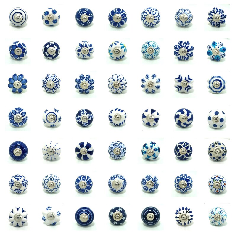 Hand-Painted Ceramic Cabinet Knobs: Vintage Floral Drawer Pulls image 1
