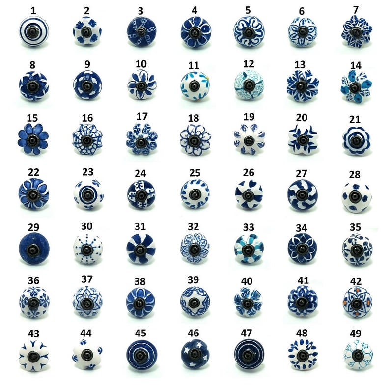 Hand-Painted Ceramic Cabinet Knobs: Vintage Floral Drawer Pulls image 4