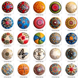Kitchen Cabinet Knobs Cupboard Knobs Drawer Knobs  Ceramic Knobs | Hand-Painted Drawer Pulls | Vintage Cabinet Knobs  Shabby Chic