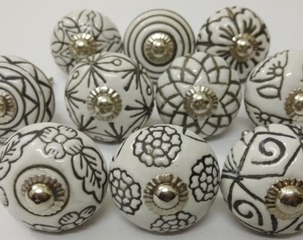 White vintage Ceramic Knobs Kitchen Cabinet Knobs Hardware Knobs Cupboard Knobs Drawer Knobs Cabinet Knobs Door Knobs