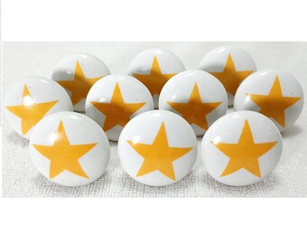 Handgeschilderde keramische kastknoppen: vintage shabby-chic ladegrepen