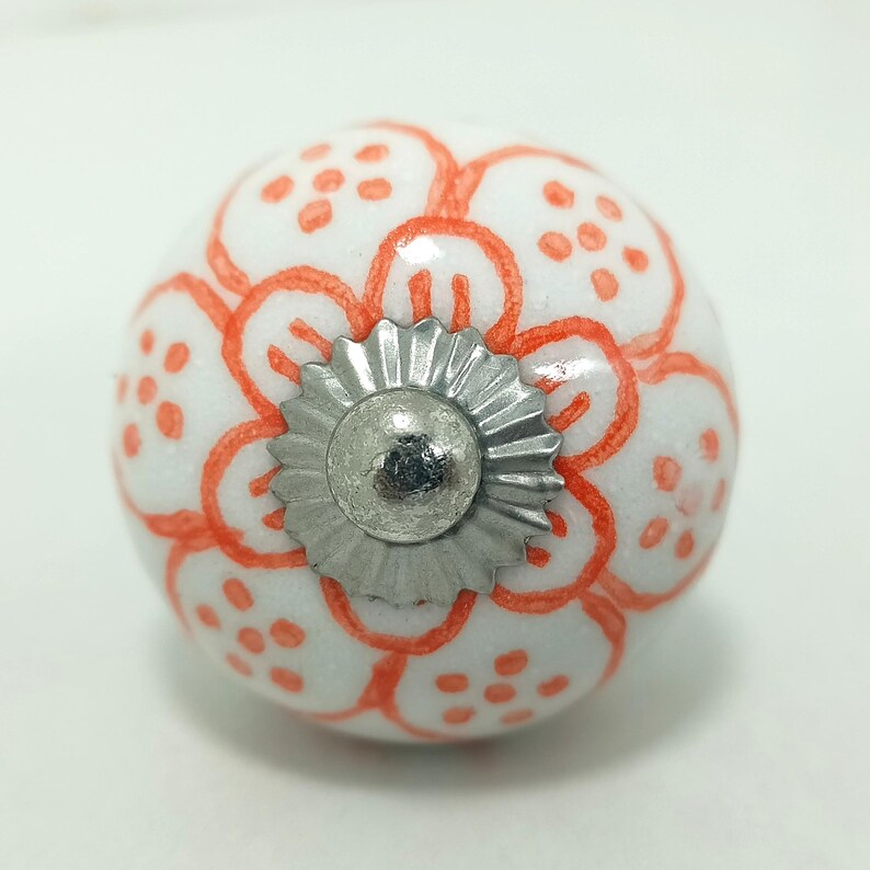 Hand-Painted Ceramic Cabinet Knobs: Vintage Floral Drawer Pulls image 2