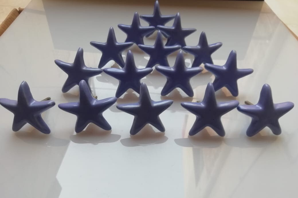 Hermosa estrella forma púrpura perillas cerámicas perillas de | Etsy