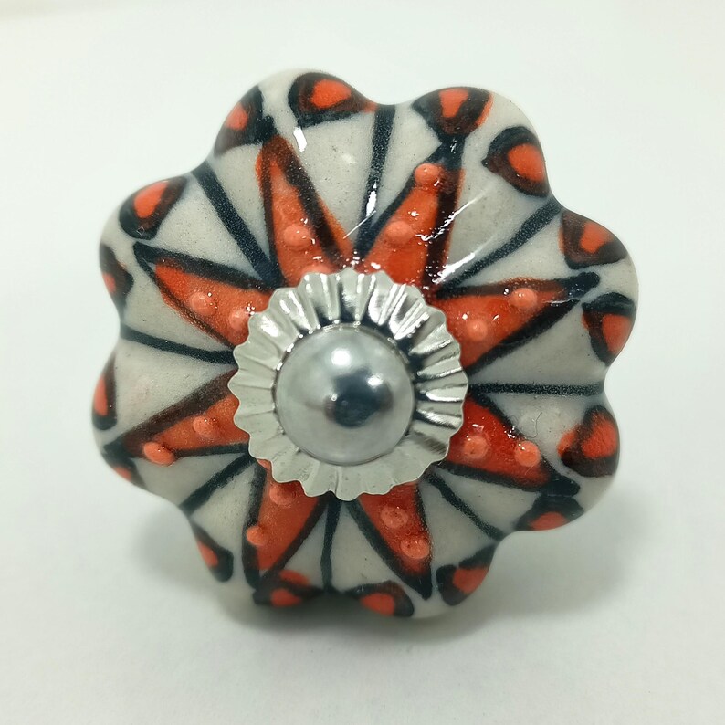 Hand-Painted Ceramic Cabinet Knobs: Vintage Floral Drawer Pulls image 13