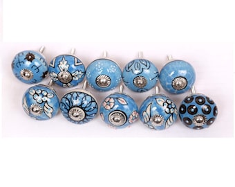 Handgeschilderde keramische kastknoppen: vintage bloemenladegrepen