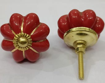 Hand-Painted Ceramic Cabinet Knobs: Vintage Floral Drawer Pulls