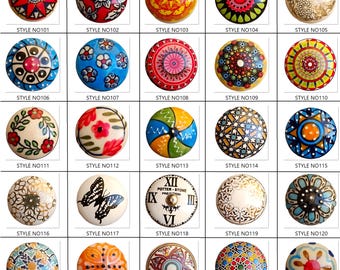 Puxadores de cerâmica pintados à mão: puxadores de gaveta florais vintage