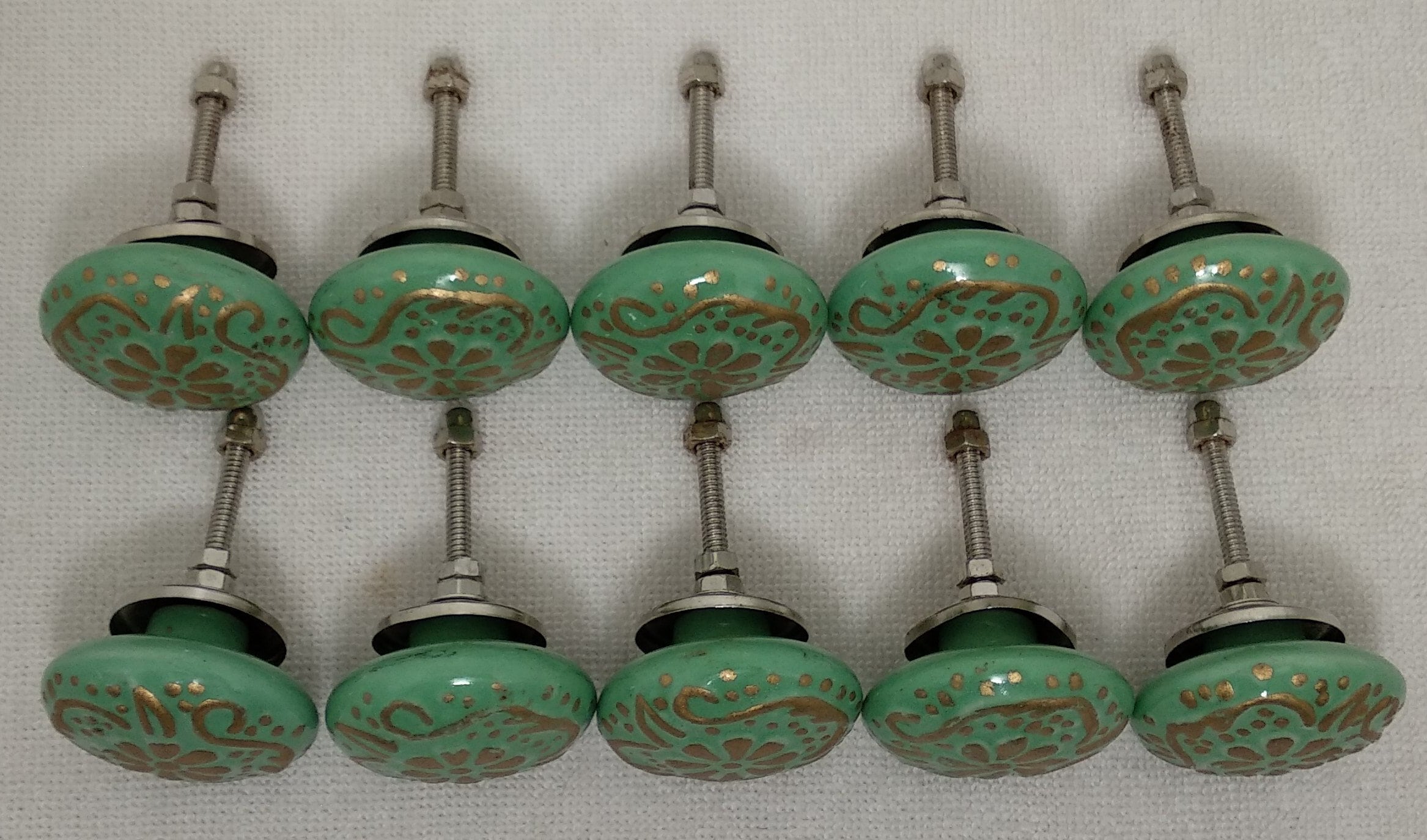 Green Ceramic Knobs Kitchen Cabinet Knobs Hardware Knobs Cupboard Knobs ...