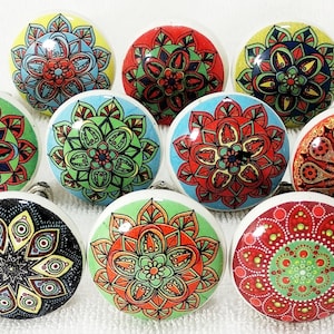 Kitchen Cabinet Knobs Cupboard Knobs Drawer Knobs  Ceramic Knobs | Hand-Painted Drawer Pulls | Vintage Cabinet Knobs  Shabby Chic 12