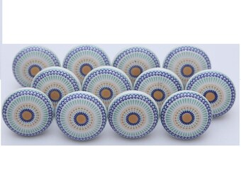 Handgeschilderde keramische kastknoppen: vintage shabby-chic ladegrepen