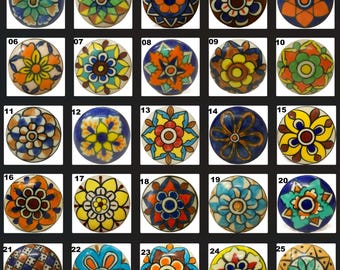 Hand-Painted Ceramic Cabinet Knobs: Vintage Shabby Chic Drawer Pulls