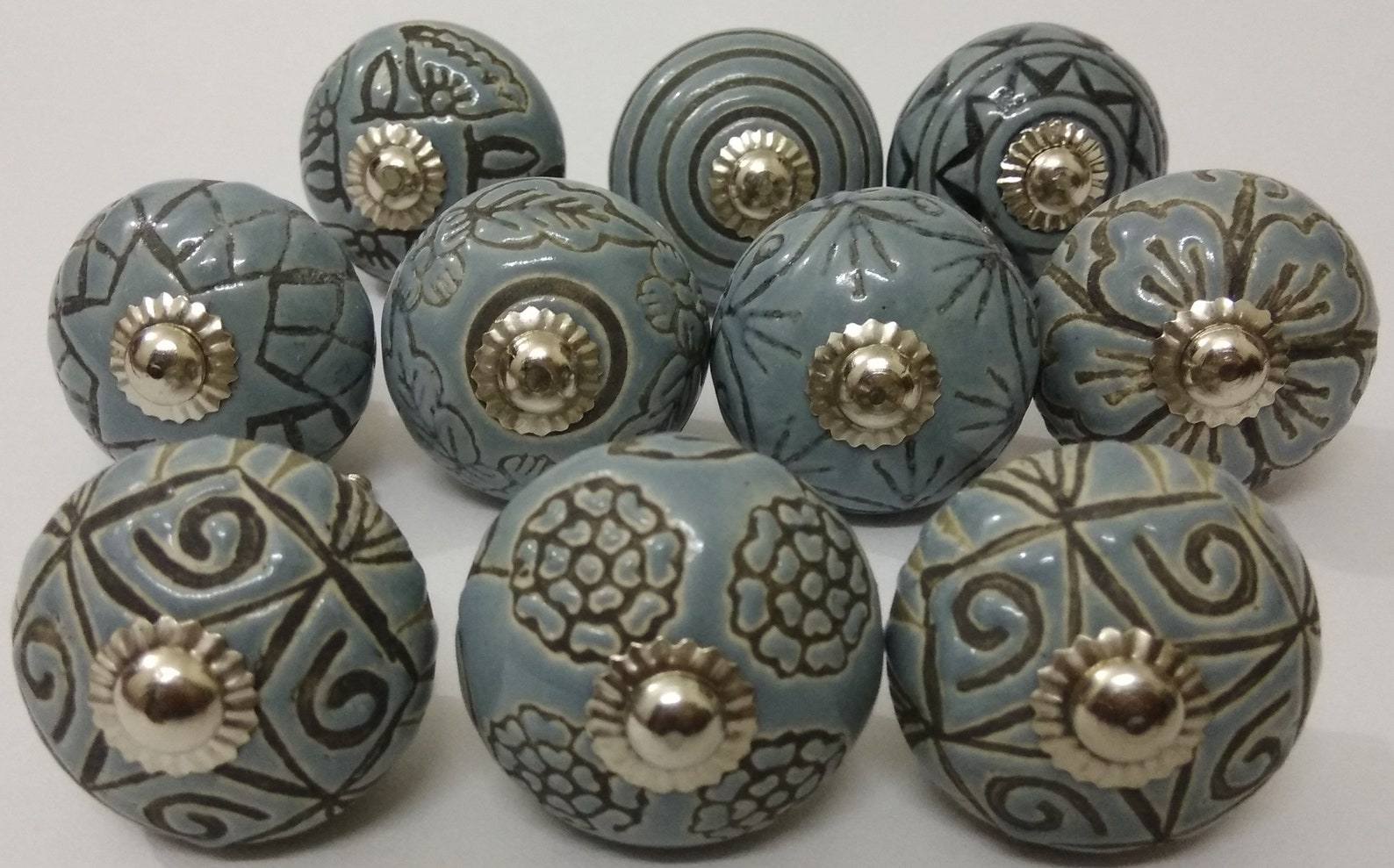 Grey Vintage Ceramic Knobs Kitchen Knobs Hardware Etsy