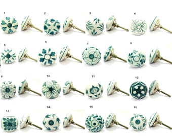 Hand-Painted Ceramic Cabinet Knobs: Vintage Floral Drawer Pulls