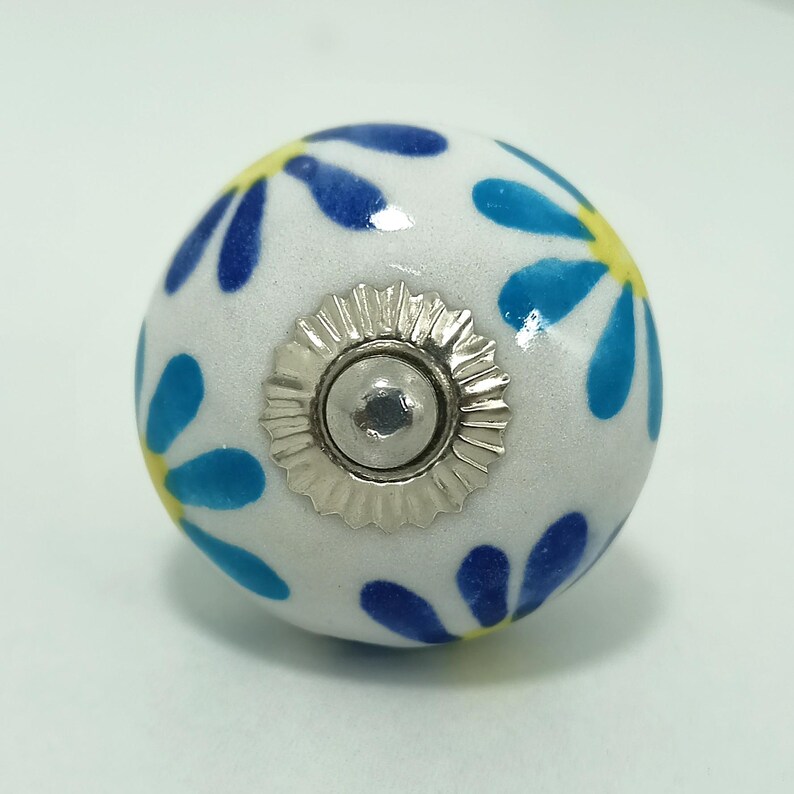 Hand-Painted Ceramic Cabinet Knobs: Vintage Floral Drawer Pulls image 11