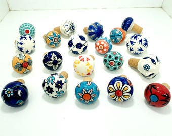 手作りの花柄陶器ワインコルク栓：職人のボトル装飾 - Etsy 日本