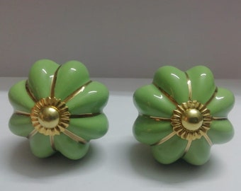 Beautiful Green pumpkin  Ceramic Knobs Kitchen Cabinet Knobs Hardware Knobs Cupboard Knobs Drawer Knobs Cabinet Knobs Door Knobs