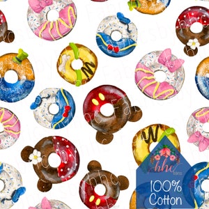 IN STOCK | Donut Character Fabric | 100% Cotton Fabric by the yard
