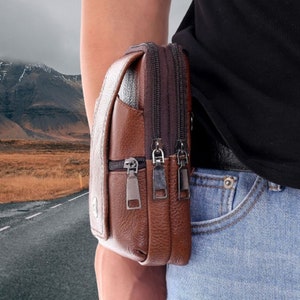 Leather Cell phone case - Waist Bag Mobile Phone Card Holder Case Pouch Lightweight Phone Holder Men’s Casual Design