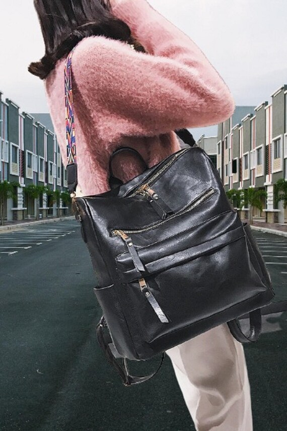 Women PU Leather Backpack Travel Backbag Shoulder Bag Girls Rucksack  Handbags