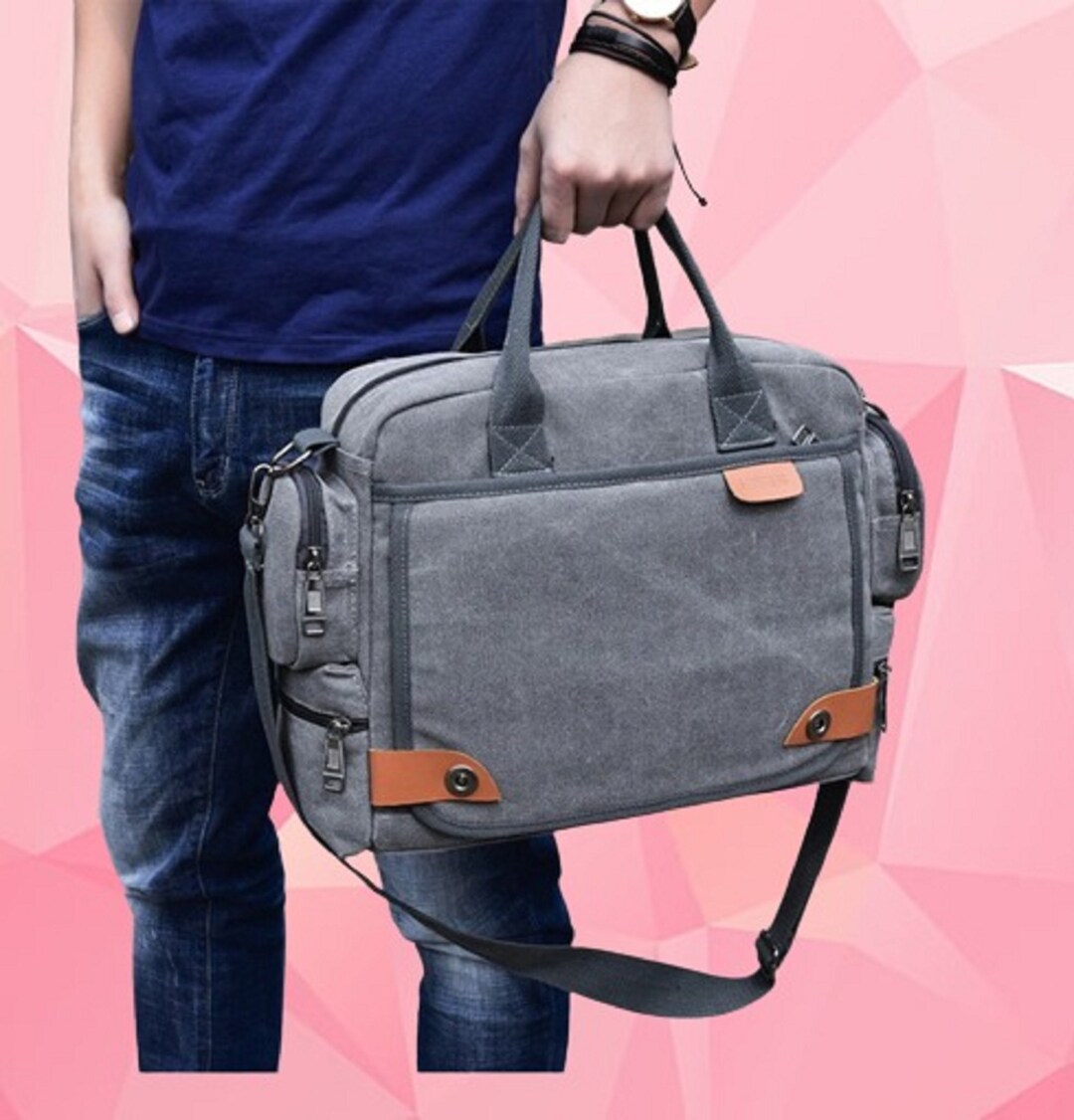 Mens Canvas Crossbody Bag Messenger Travel Business Casual Bag Etsy