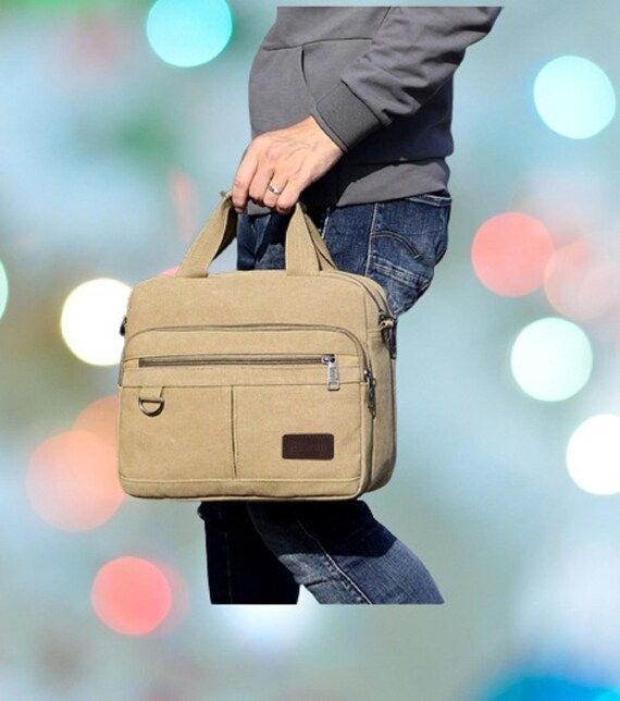 Shoulder Bag For Men,canvas Messenger Bag Small Multi Pocket