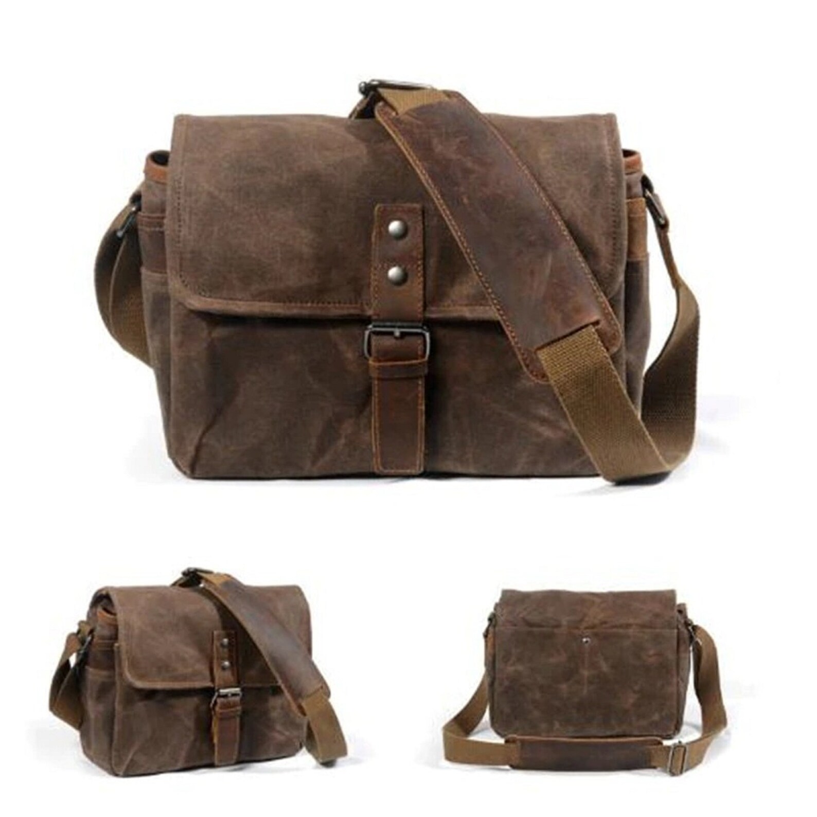 Mens Canvas Crossbody Bag Messenger Travel Shockproof Camera Bag Etsy