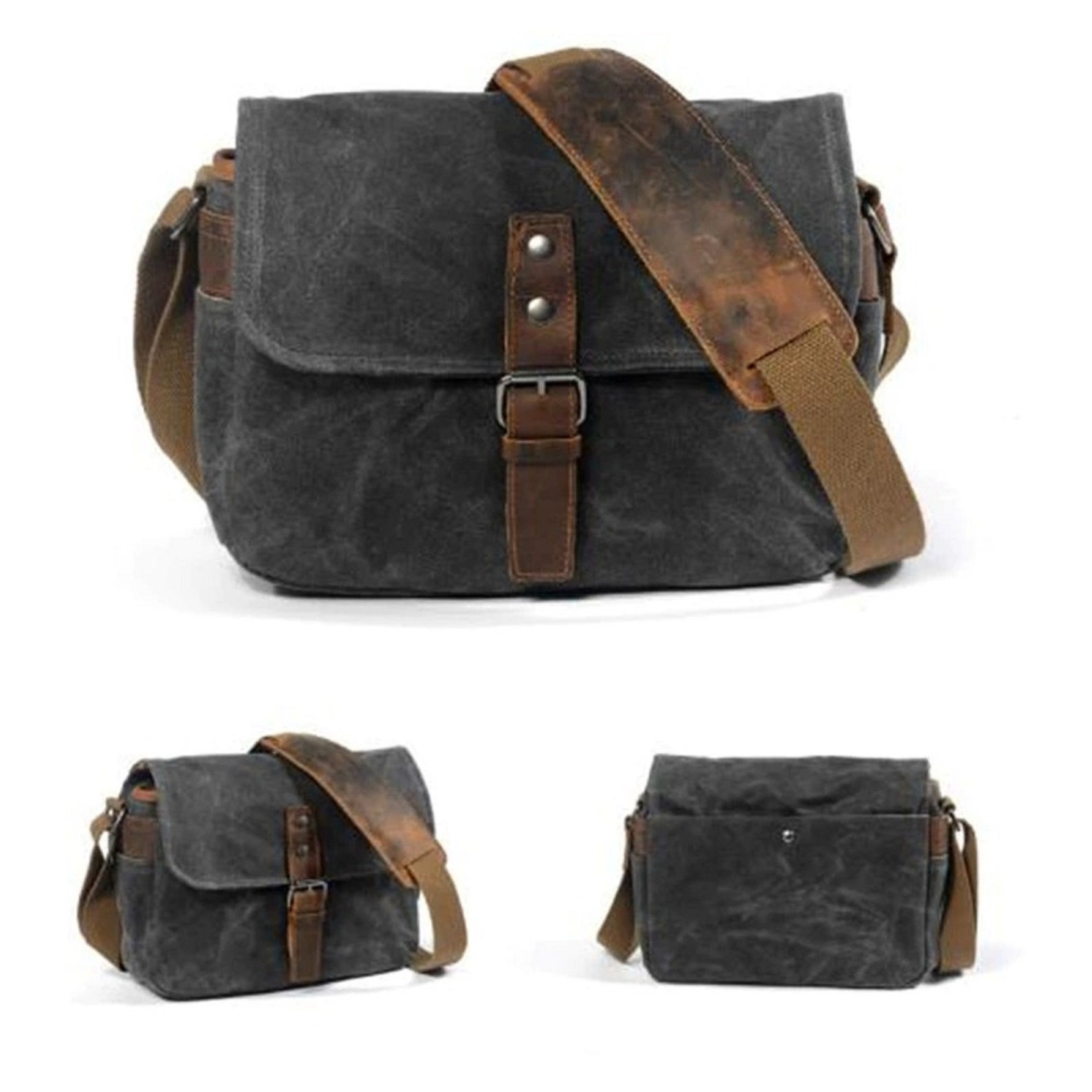 Mens Canvas Crossbody Bag Messenger Travel Shockproof Camera Bag Etsy