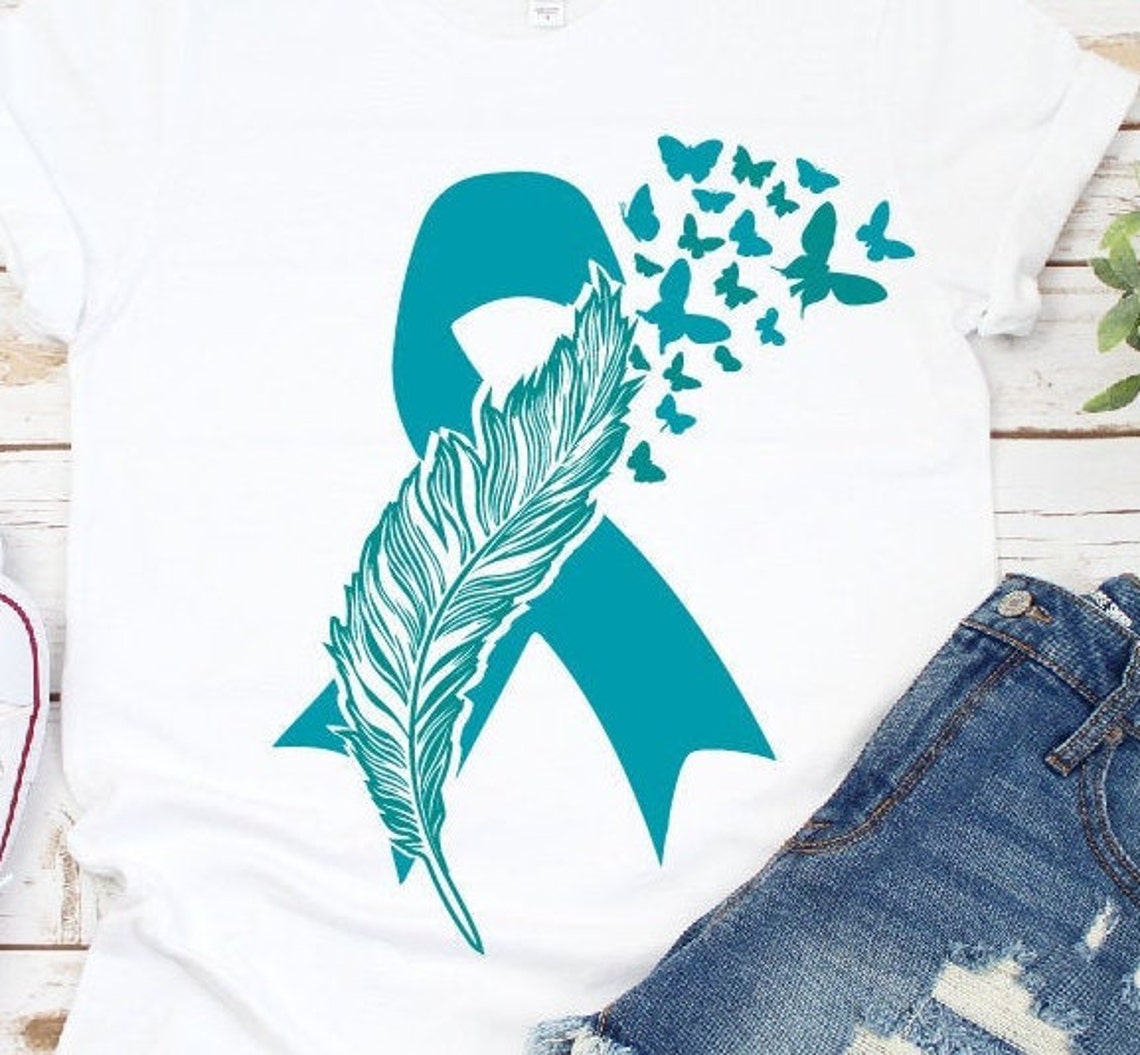 Cancer Ribbon Loss Ribbon Feather and Butterfly SVG Cancer Etsy