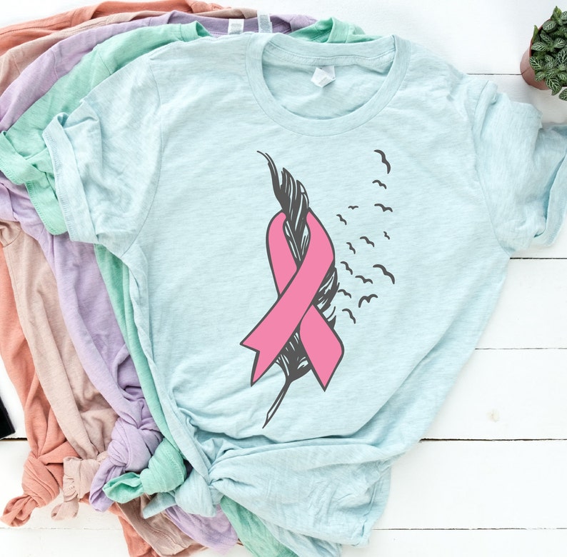 Download Cancer Ribbon Loss Ribbon Feather and birds SVG Cancer | Etsy