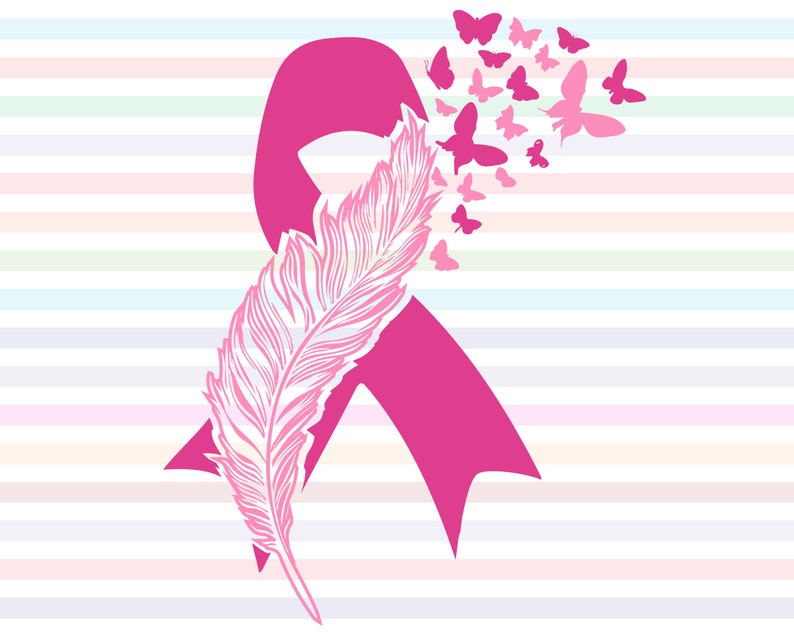 Download Cancer Ribbon Loss Ribbon Feather and butterfly SVG Cancer ...