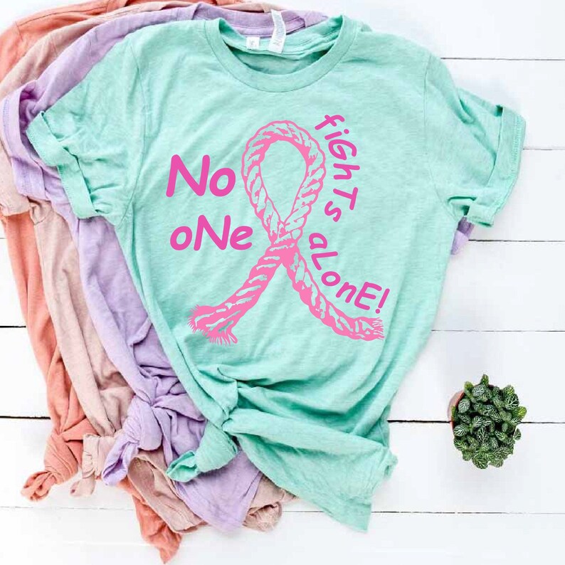 Download Breast Cancer No One Fights Alone Ribbon Rope SVG Distress grunge filter Awareness SVG Fight for ...
