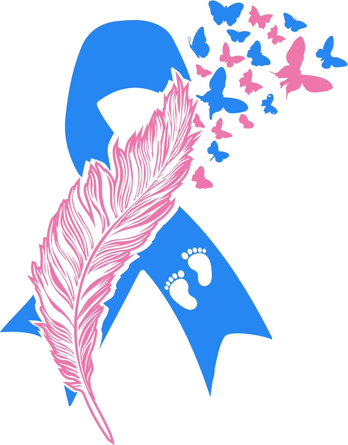Cancer Ribbon Loss Ribbon Feather and butterfly Pregnancy and Etsy