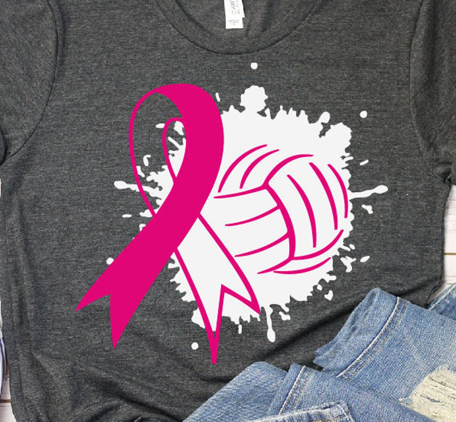 Volleyball Team Breast Cancer Awareness Volleyball SVG | Etsy