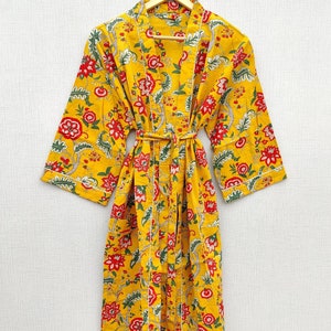 Floral Print Kimono-Cotton Robe-Maternity Dress-Dressing Gown-Bathrobe-Beachwear