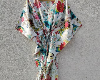 Vestido caftán de algodón - Caftán para mujer - Vestido maxi - Vestido de verano - Vestido playero - Ropa de noche