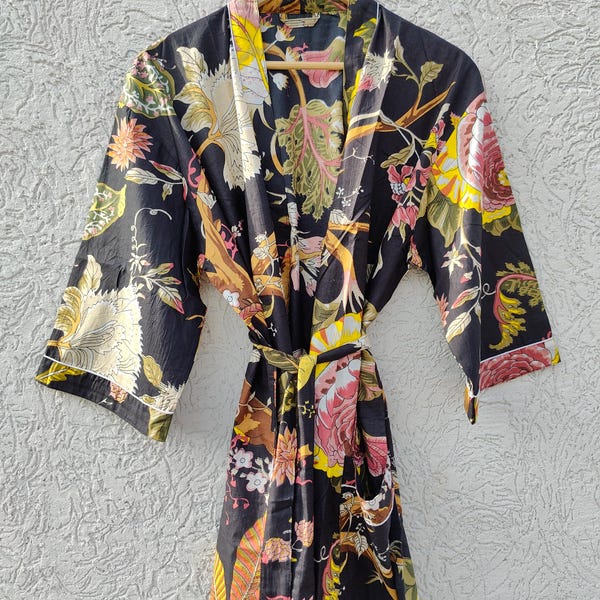Kimono Dressing Gown-Cotton Robe-Summer Dress-Free-Maternity Dress