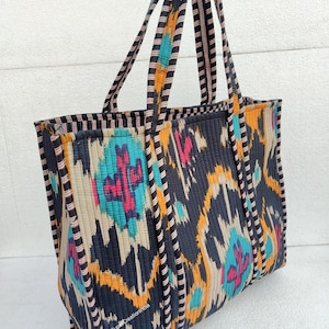 Indische Einkaufstasche, gesteppte Baumwolltasche, Einkaufstasche, Geschenke für sie, Strandtasche