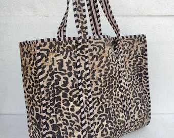 Quilted Tote Bag, Cotton Handbag, Large Shopping Bag, Travel Bag, Gifts For Her