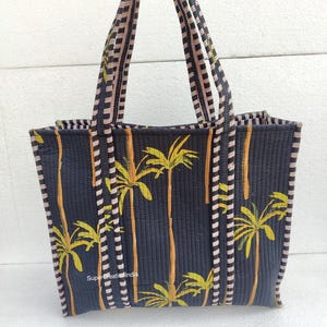 Sac fourre-tout empreinte de main, sac matelassé, sac imprimé palmier, sac à main de courses, sac de transport