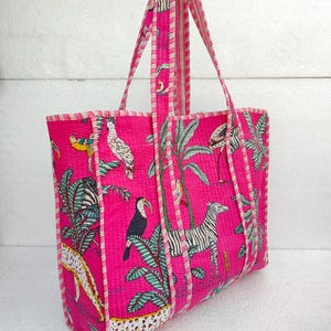 Tiger Dschungel Print Einkaufstasche, Gesteppte Baumwolltasche, Einkaufstasche, Markttasche