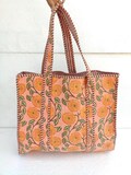 Quilted Cotton Tote Bag: Large Floral Print Shopping Bag product logo