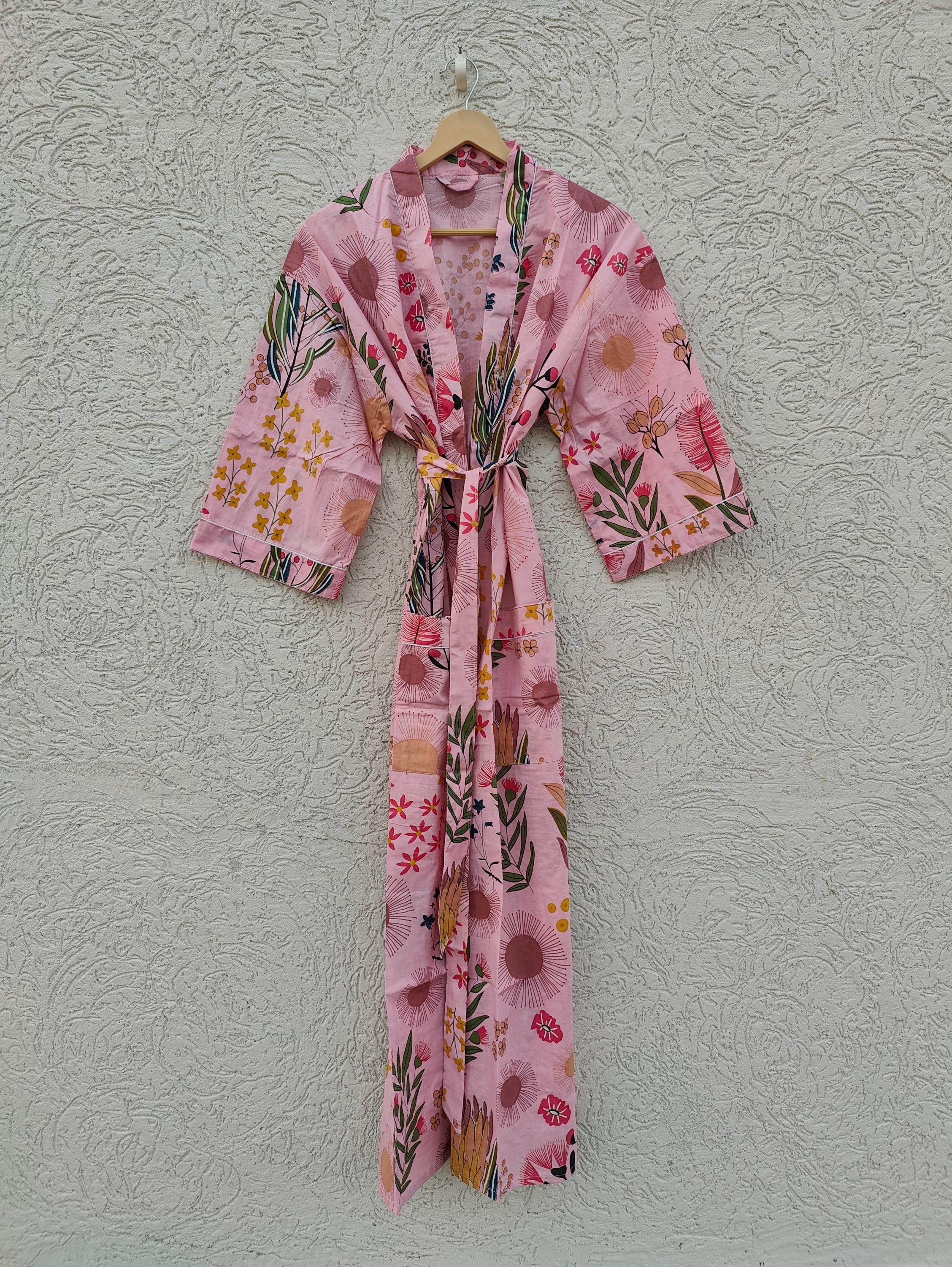 Japanese Kimono-Cotton Bridesmaid Robe-Maxi Dress-Night Dress-Resort Wear