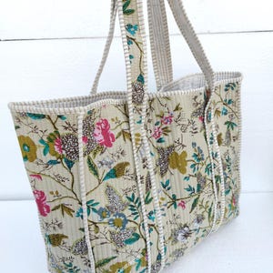 Handgefertigte Einkaufstasche, gesteppte Damentasche, große Baumwoll-Einkaufstasche, Tragetasche, Geschenke für sie, Picknicktasche