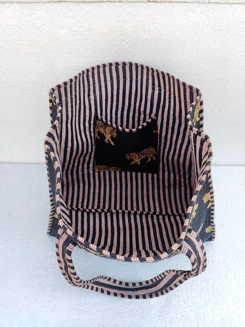 Indian Handmade Cotton Quilted Bag Shopping Handbag Gifts For Her image 6